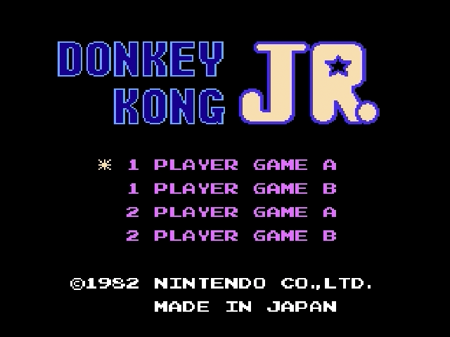 Donkey Kong Jr. title screen for Famicom Disk System